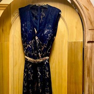Beautiful navy blue lace and satin gown